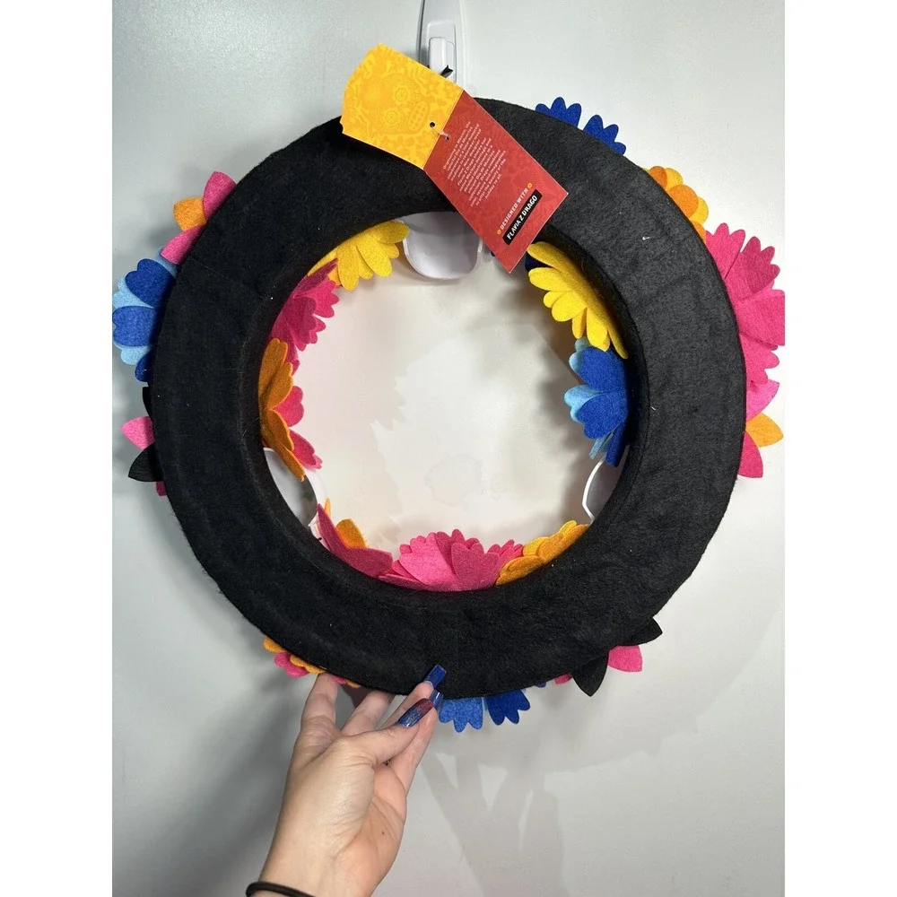 floral sugar skull wreath halloween home door decor